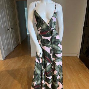 $400 FAME AND PARTNER LEAF PRINT WRAP MAXI DRESS SIZE 4